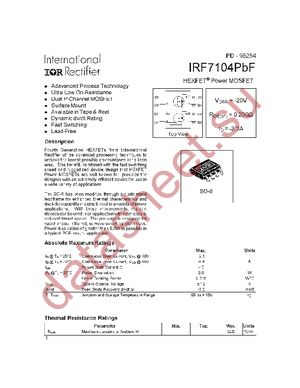 IRF7104TRPBF datasheet  